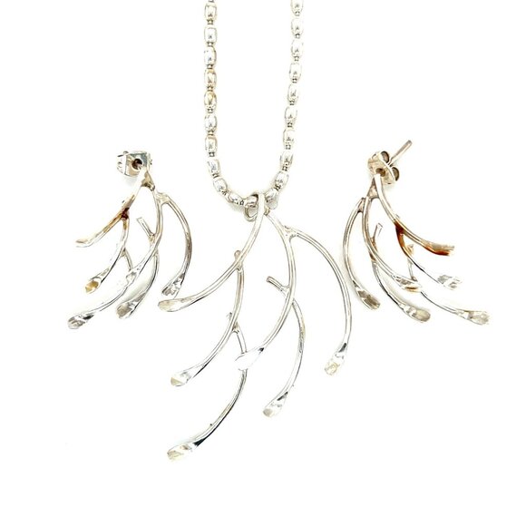 Sterling Silver Vine Necklace & Earrings Set - Picture 1 of 6